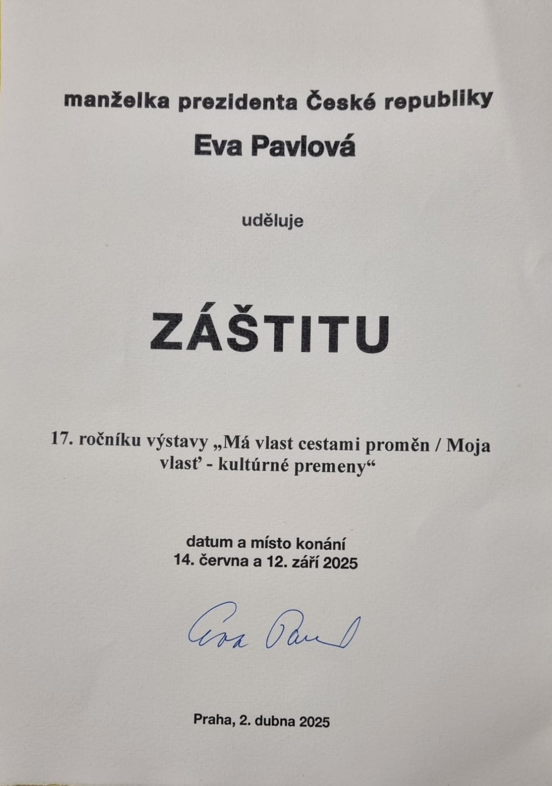 Záštita Eva Pavlová 17. ročník MVCP